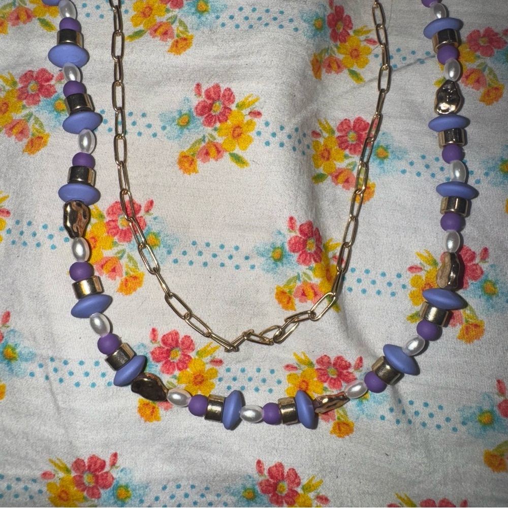 NWOT Purple Beaded and Gold Paperclip Multi Strand Necklace - A New Day™